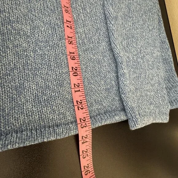 L.L. Bean Cotton Cardigan Sweater Blue Large Mother of Pearl Button EUC - Picture 8 of 9